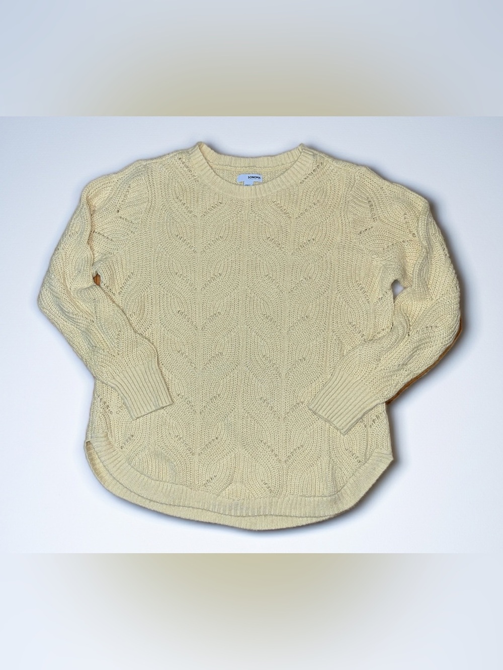 Sonoma Soft Ivory Cable Knit Crewneck Sweater